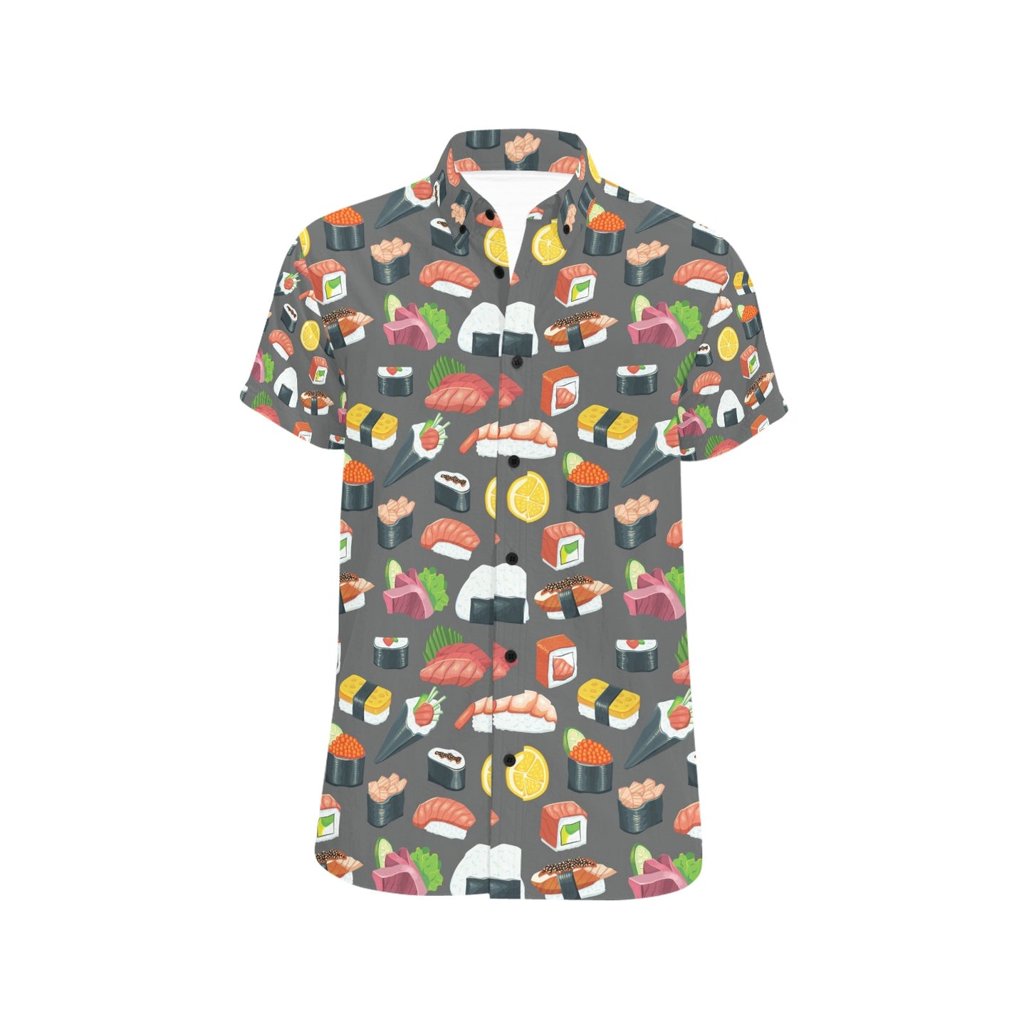 Sushi Print Design LKS302 Men Short Sleeve Button Up Shirt