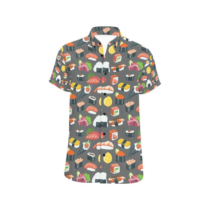 Sushi Print Design LKS302 Men Short Sleeve Button Up Shirt