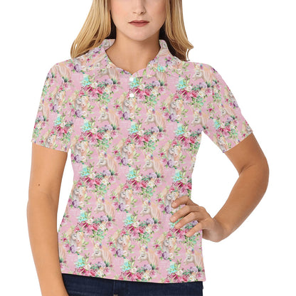 Unicorn Princess with Rose Women's Polo Shirt