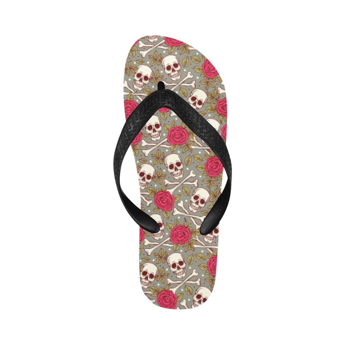 Skull Bone Rose Print Design LKS303 Flip Flops