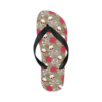 Skull Bone Rose Print Design LKS303 Flip Flops