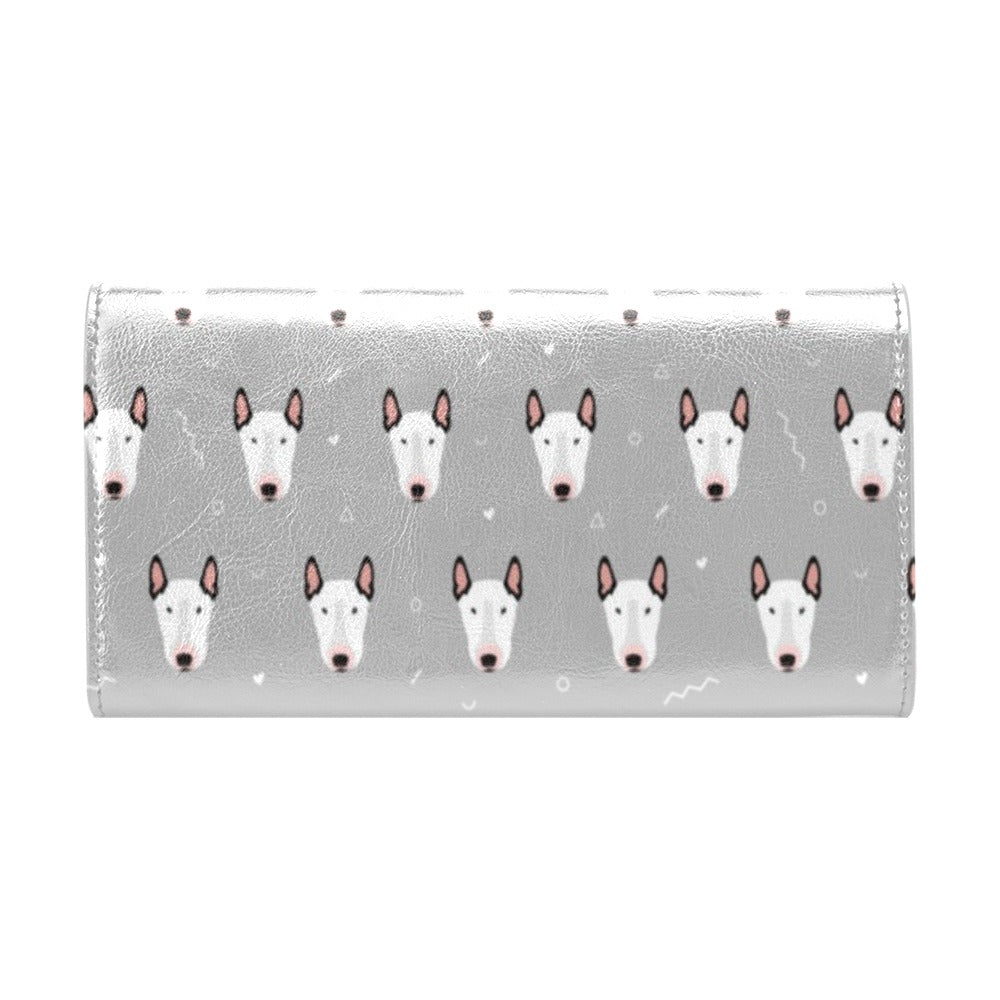 Bull Terrier Head Print Pattern Women's Trifold Wallet