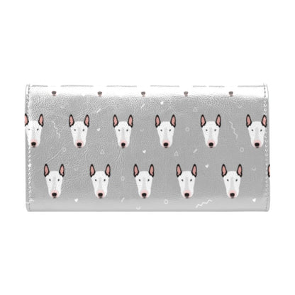 Bull Terrier Head Print Pattern Women's Trifold Wallet