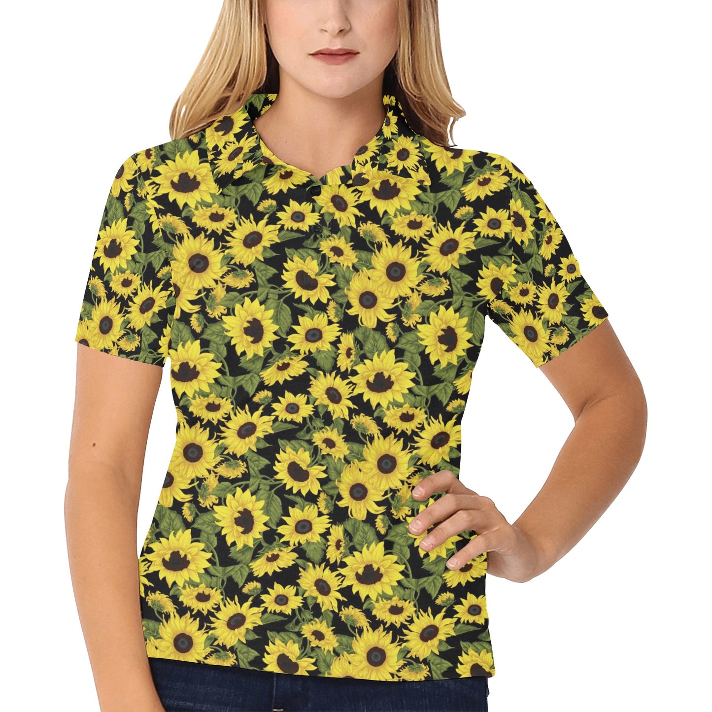 Sunflower Fresh Bright Color Print Women's Polo Shirt