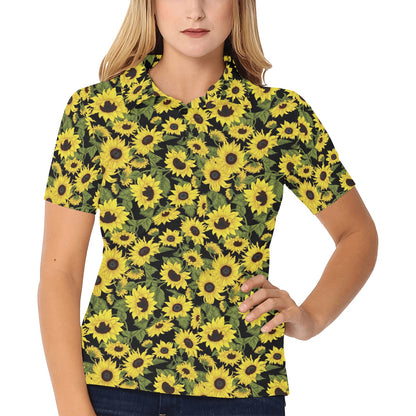 Sunflower Fresh Bright Color Print Women's Polo Shirt