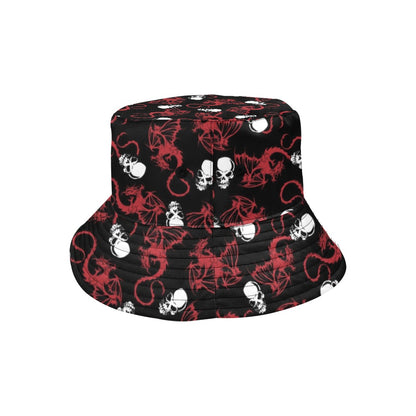 Skull With Red Dragon Print Design LKS304 Unisex Bucket Hat