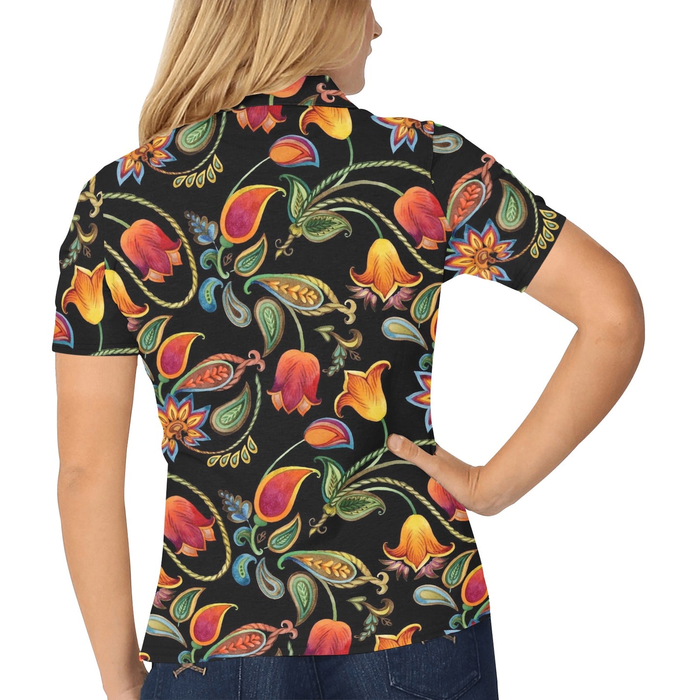 Tulip Boho Pattern Print Design TP09 Women's Polo Shirt