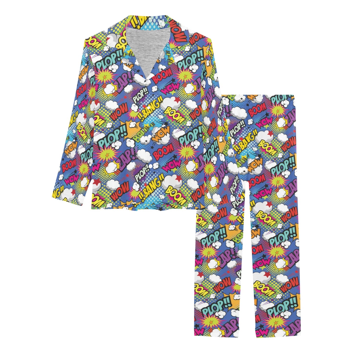 Comic Book Pattern Print Design 02 Women's Long Pajama Set