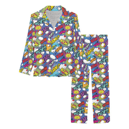 Comic Book Pattern Print Design 02 Women's Long Pajama Set