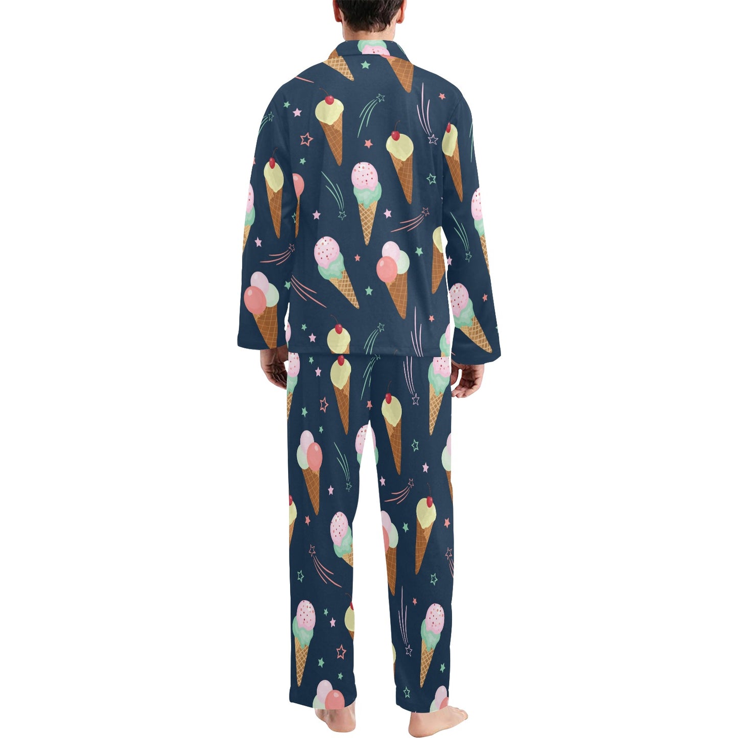 Ice Cream Pattern Print Design 04 Men's Long Pajama Set