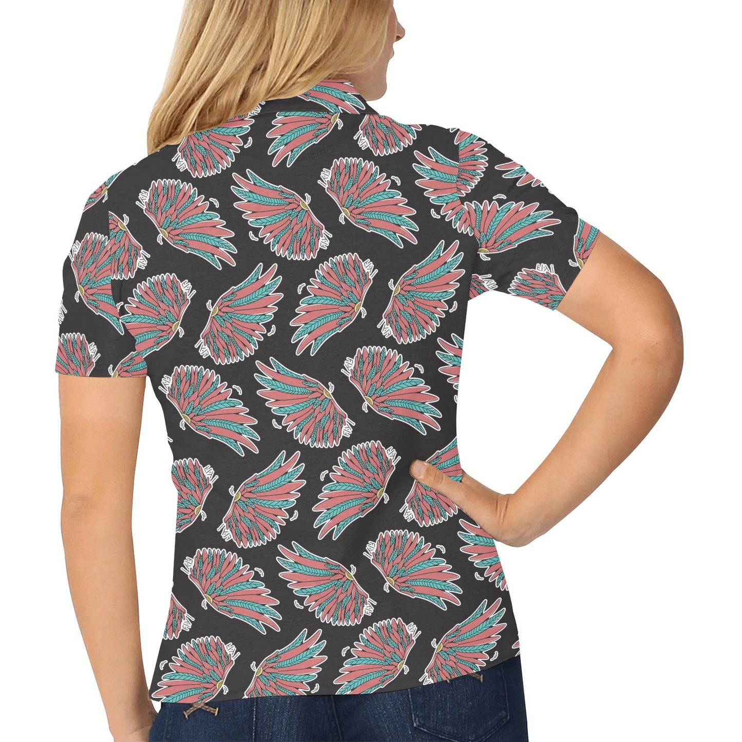 Angel Wings Pattern Print Design 05 Women's Polo Shirt