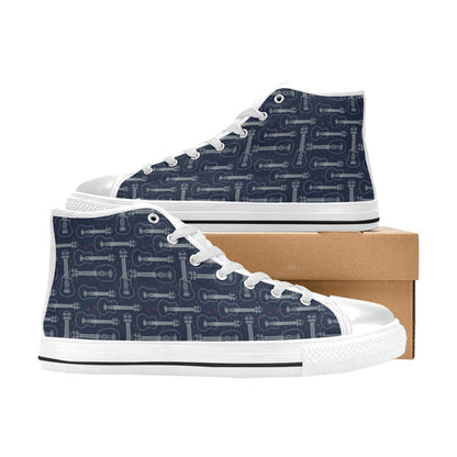 Ukulele Print Design LKS401 Men's High Top Canvas Shoes