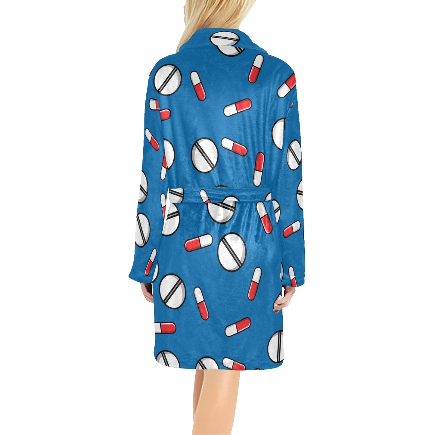 Pill Pattern Print Design A05 Women's Fleece Robe