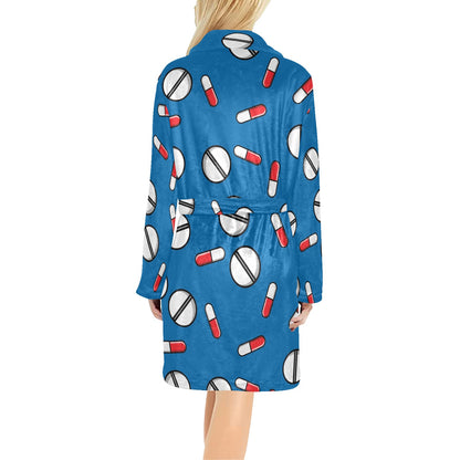 Pill Pattern Print Design A05 Women's Fleece Robe