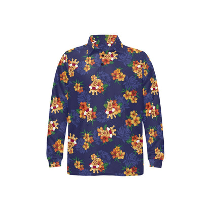 Hawaiian Themed Pattern Print Design H02 Long Sleeve Polo Shirt For Men's
