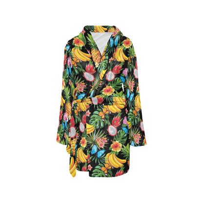 Tropical Fruits Pattern Print Design TF04 Women's Fleece Robe
