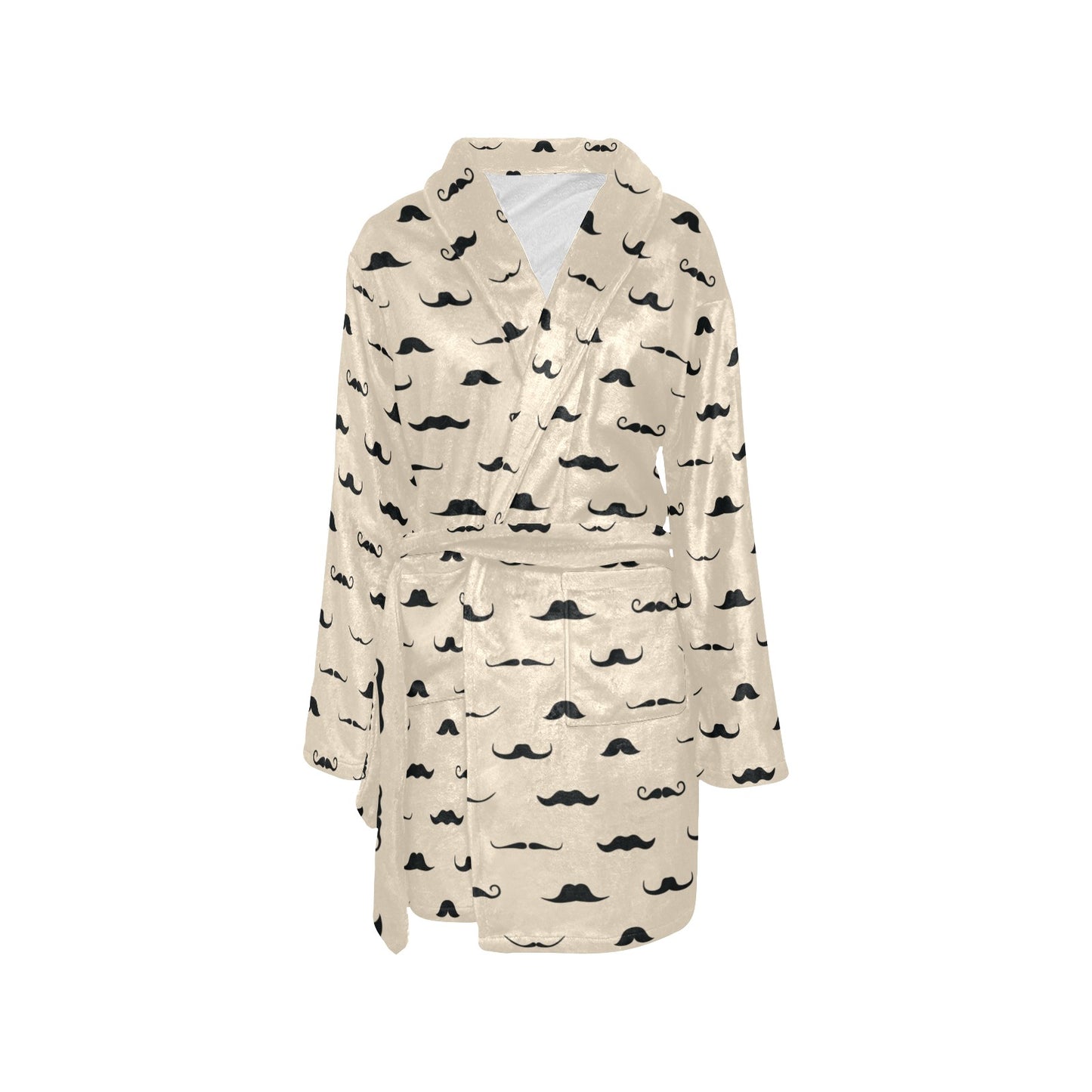 Mustache Pattern Print Design A03 Women's Fleece Robe