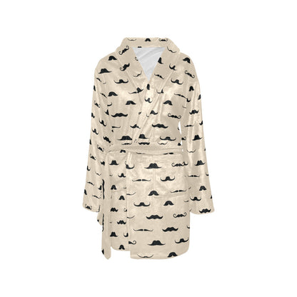 Mustache Pattern Print Design A03 Women's Fleece Robe