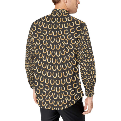 Horseshoe Print Design LKS304 Men's Long Sleeve Dress Shirt