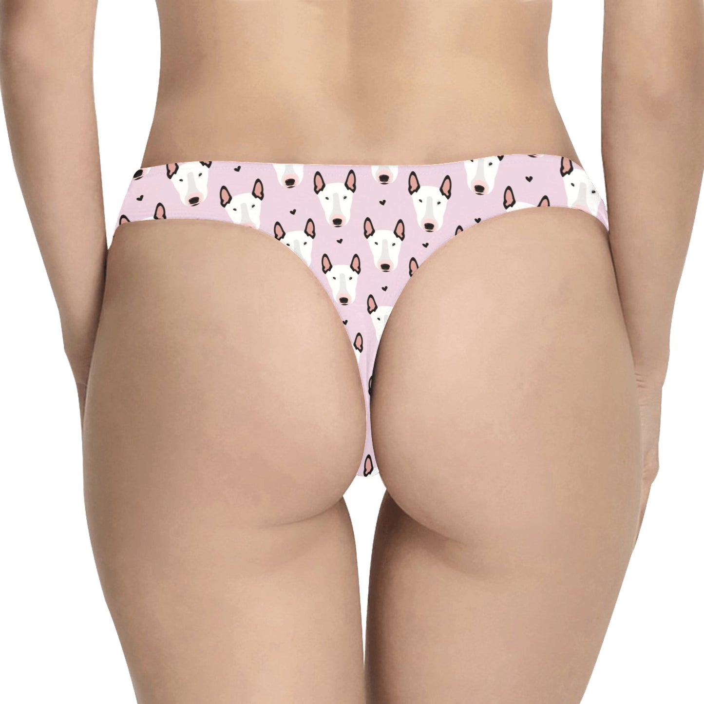Bull Terrier Pink Print Pattern Women's Thongs