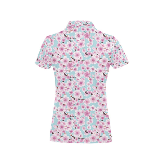 Cherry Blossom Pattern Print Design 01 Women's Polo Shirt