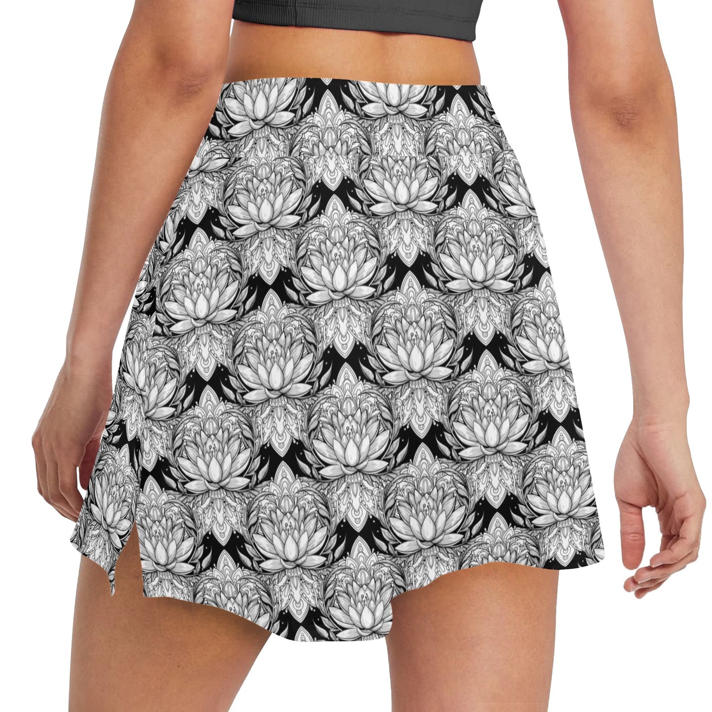 Lotus Mandala Print Pattern 17" Golf & Pickleball Skort with Pockets