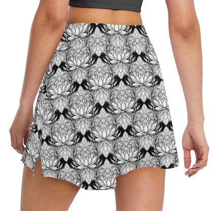 Lotus Mandala Print Pattern 17" Golf & Pickleball Skort with Pockets