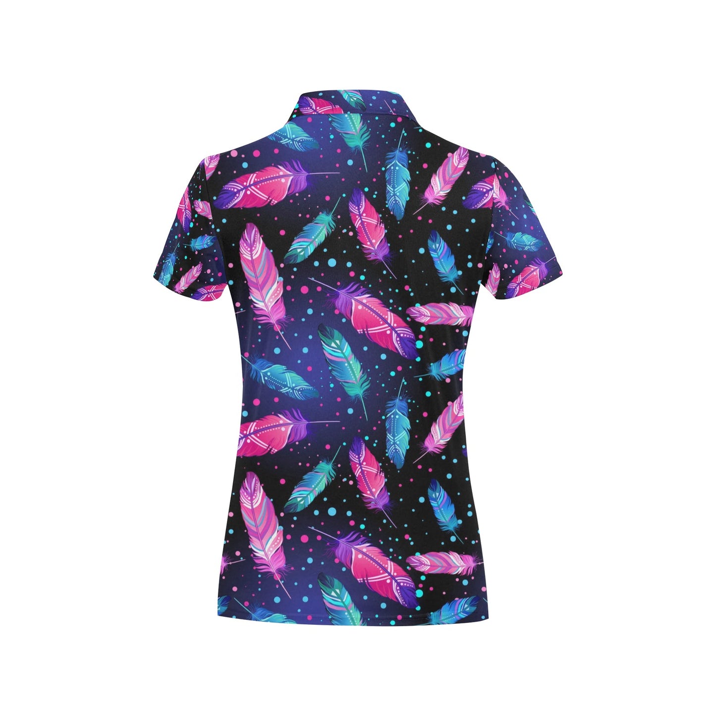 Feather Colorful Boho Design Print Women's Polo Shirt