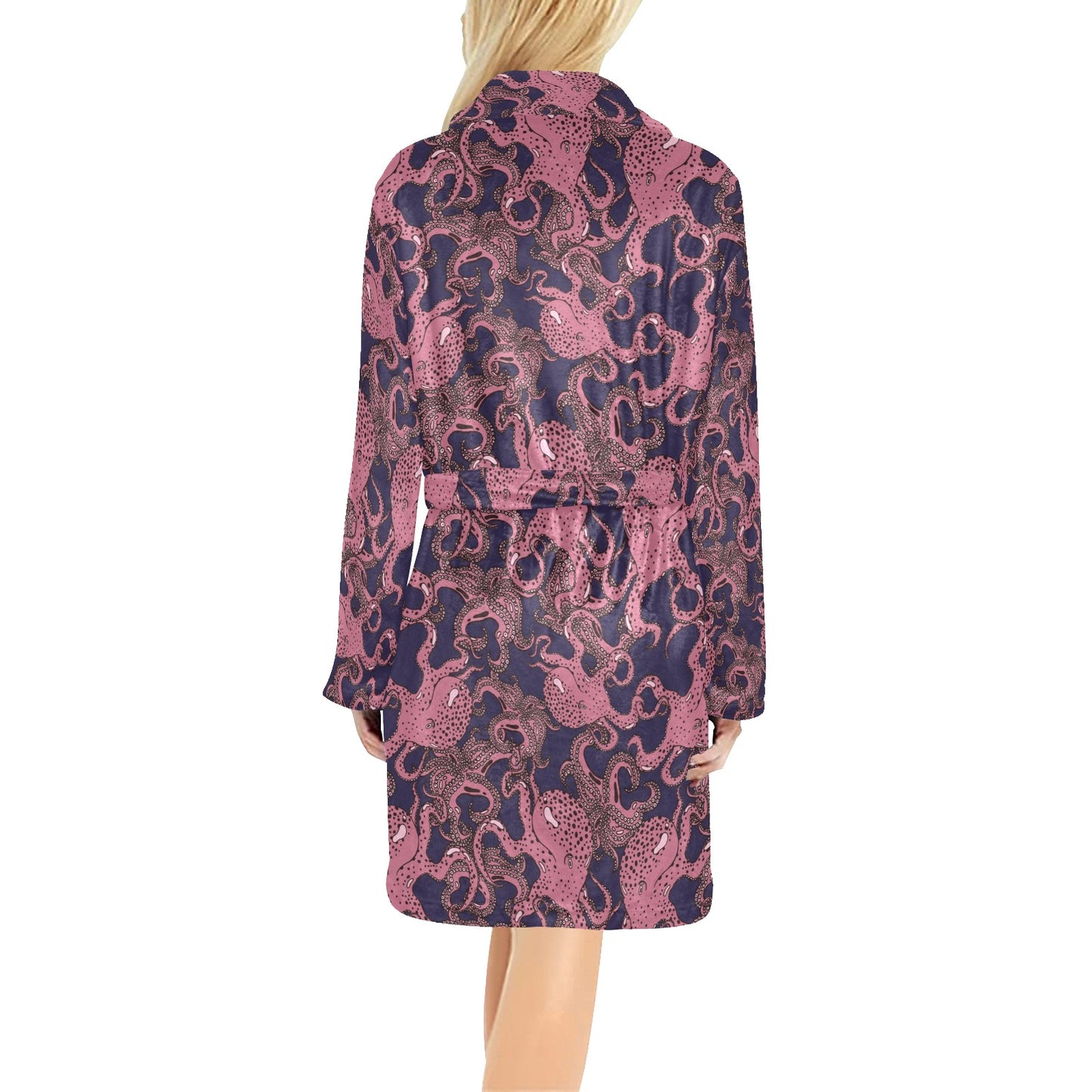 Octopus Pattern Print Design A03 Women's Fleece Robe