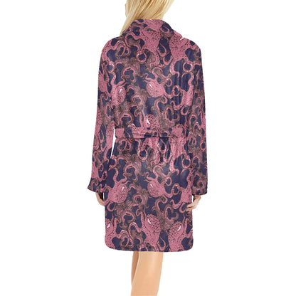 Octopus Pattern Print Design A03 Women's Fleece Robe