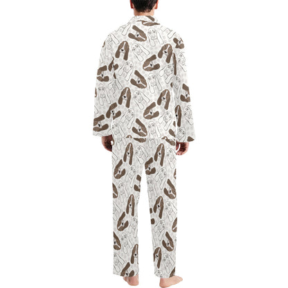 Basset Hound Pattern Print Design 01 Men's Long Pajama Set