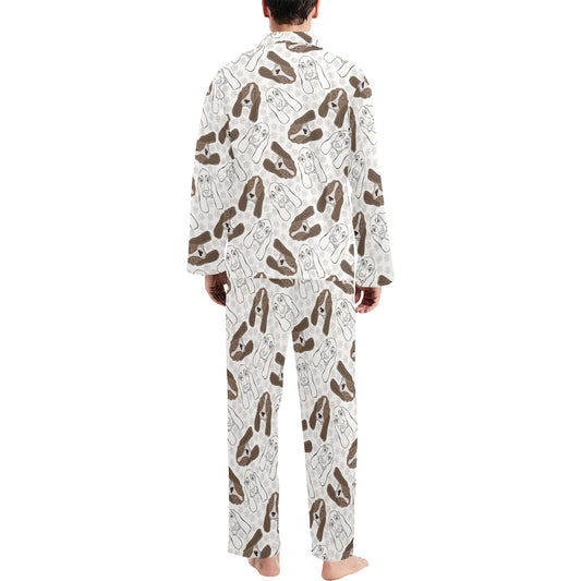 Basset Hound Pattern Print Design 01 Men's Long Pajama Set