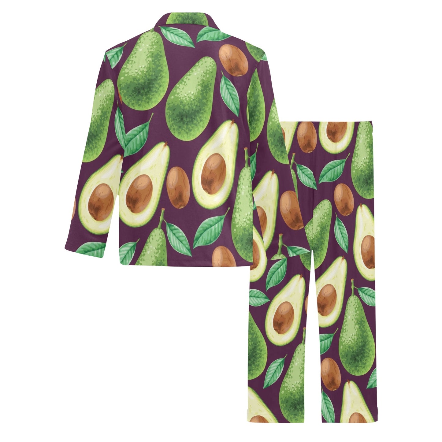 Avocado Pattern Print Design AC08 Men's Long Pajama Set