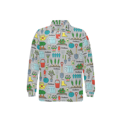 Gardening Pattern Print Design G07 Long Sleeve Polo Shirt For Men's