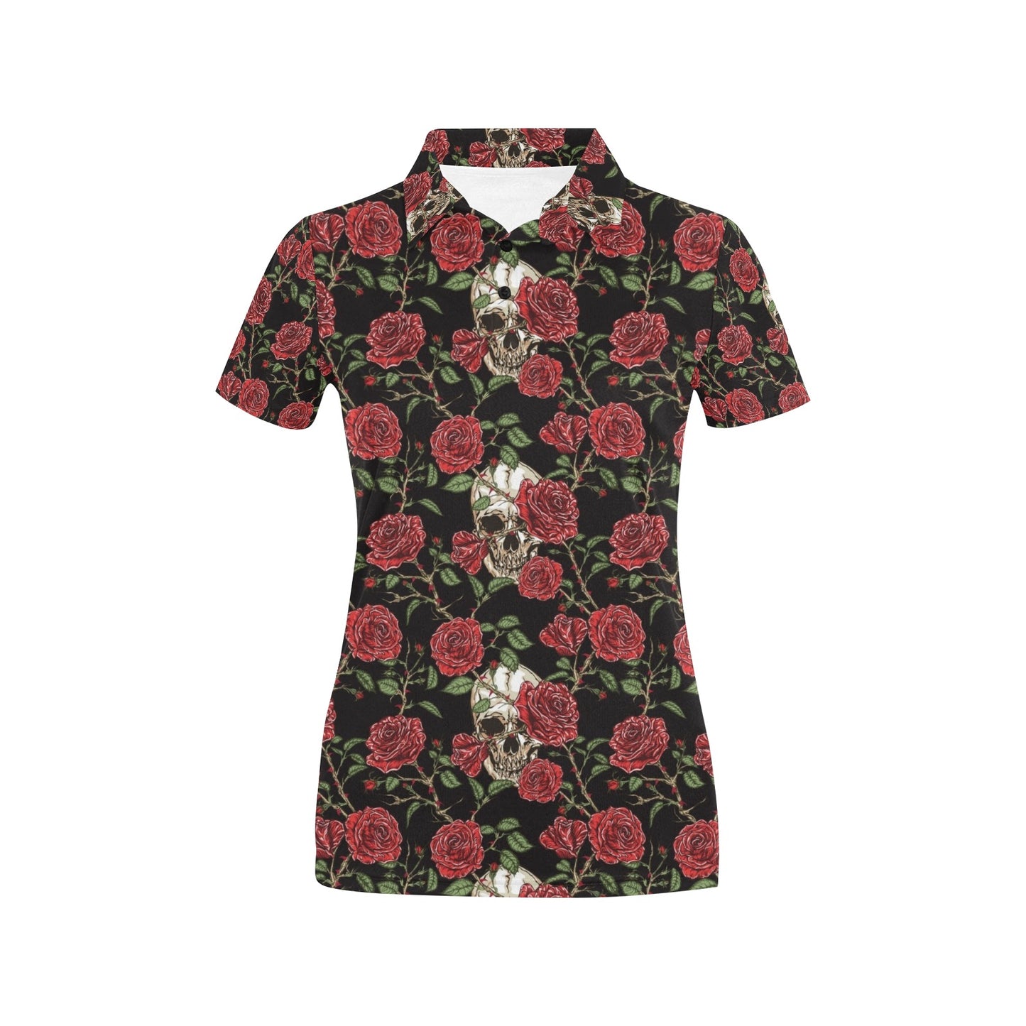 Skull And Roses Print Design LKS303 Women's Polo Shirt