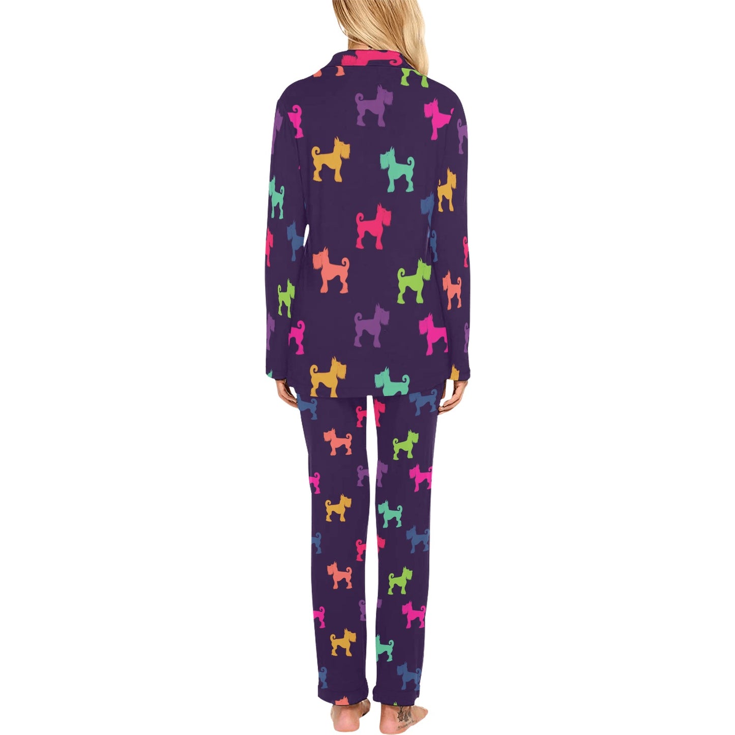 Schnauzers Pattern Print Design A05 Women's Long Pajama Set