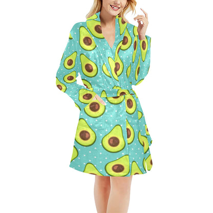 Avocado Pattern Print Design AC012 Women's Fleece Robe