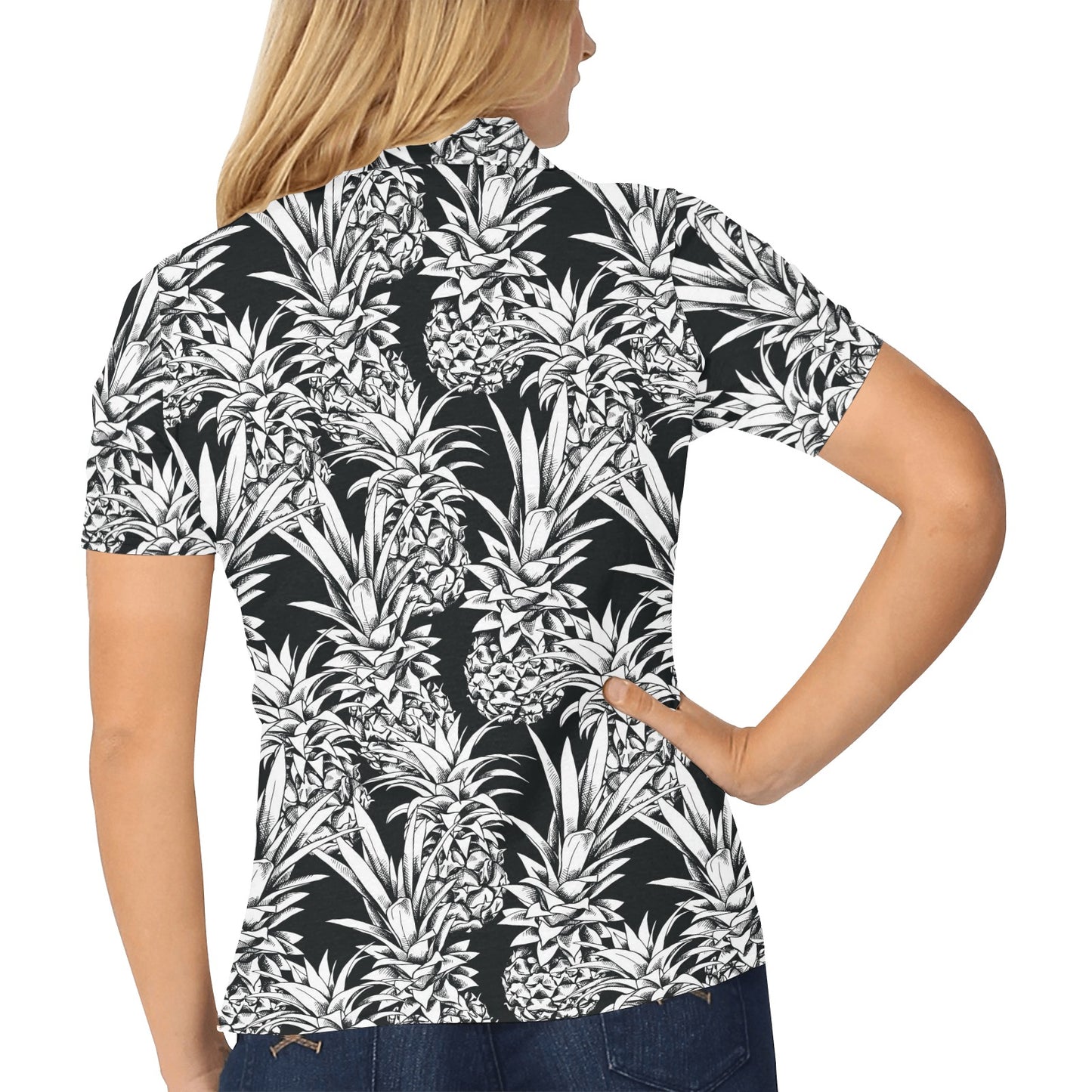 Pineapple Pattern Print Design PP08 Women's Polo Shirt