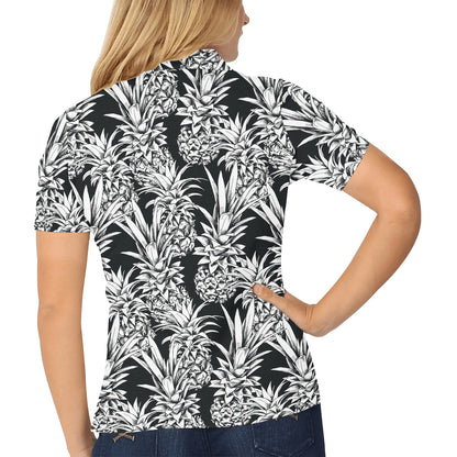 Pineapple Pattern Print Design PP08 Women's Polo Shirt