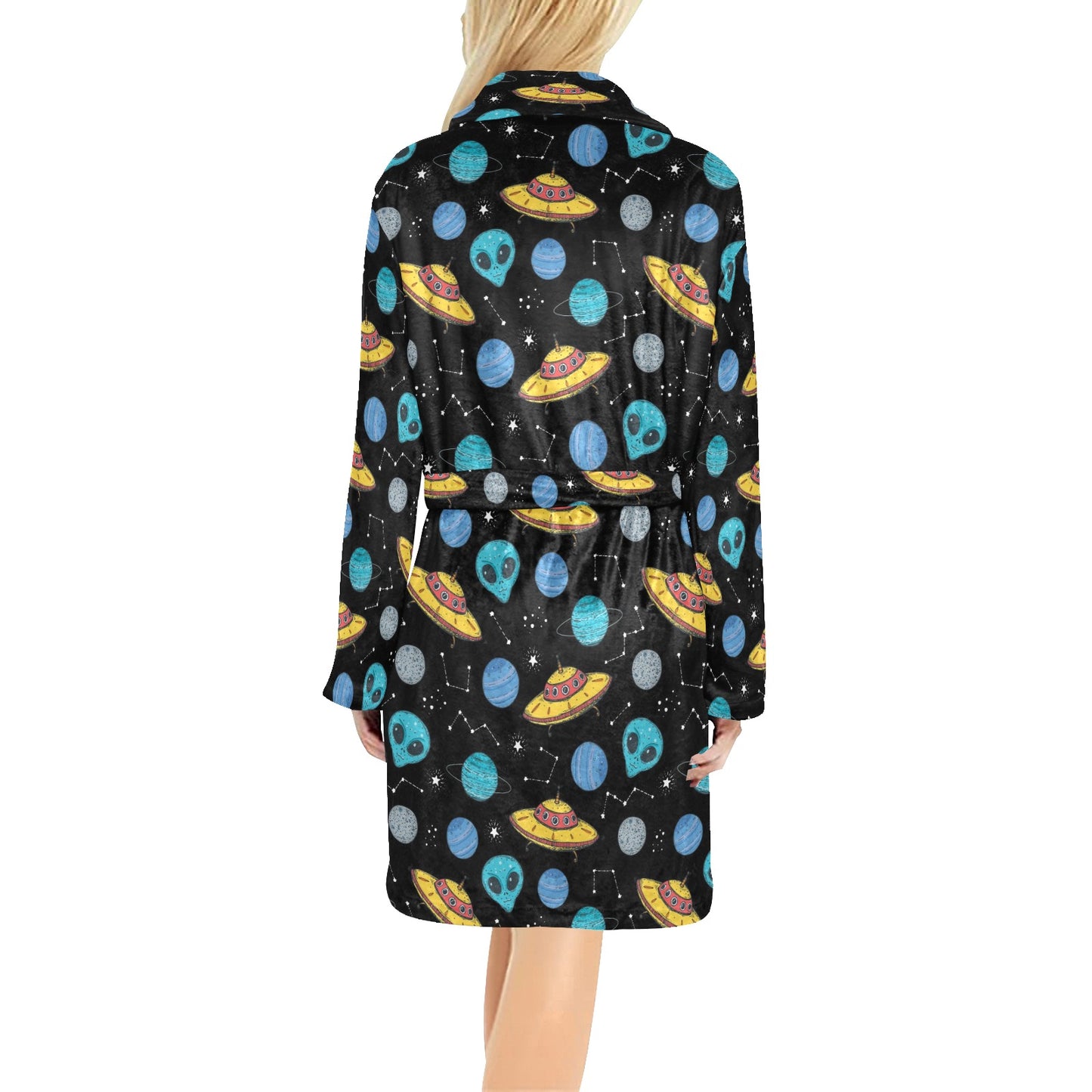 UFO Alien Print Design LKS306 Women's Fleece Robe