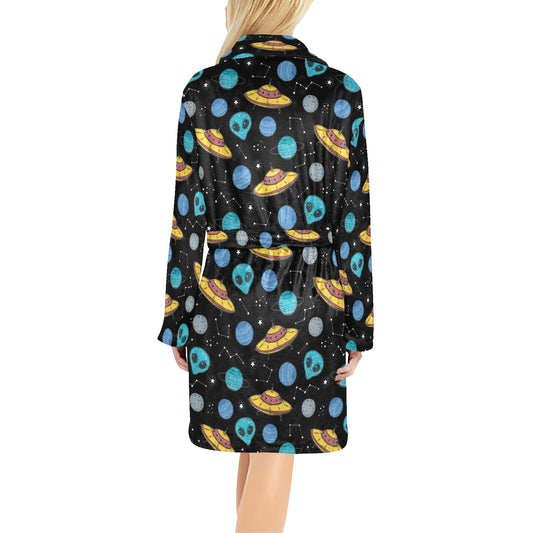 UFO Alien Print Design LKS306 Women's Fleece Robe