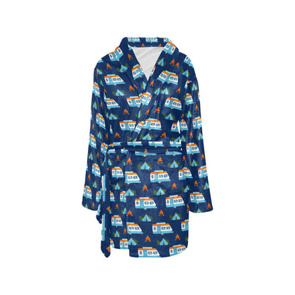 Camper Pattern Camping Themed No 3 Print Women's Fleece Robe