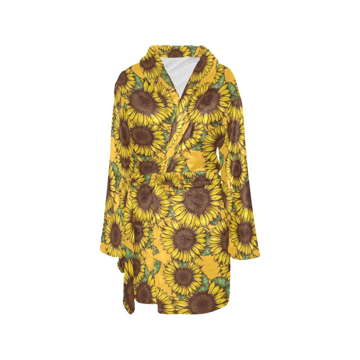 Sunflower Pattern Print Design SF04 Women's Fleece Robe