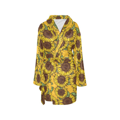 Sunflower Pattern Print Design SF04 Women's Fleece Robe