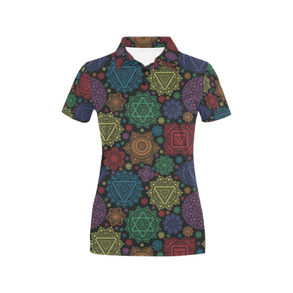 Chakra Mandala Print Pattern Women's Polo Shirt