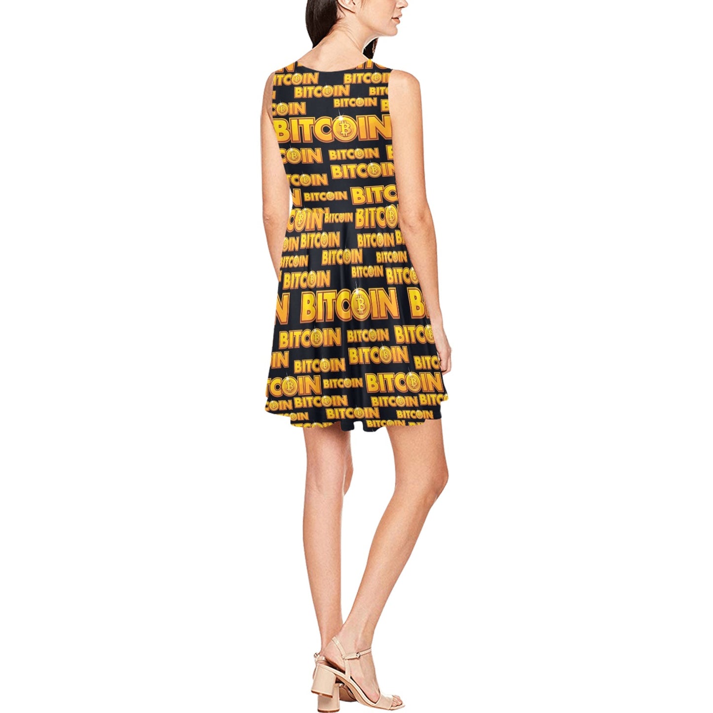 Bitcoin Pattern Print Design DO03 Sleeveless Dress