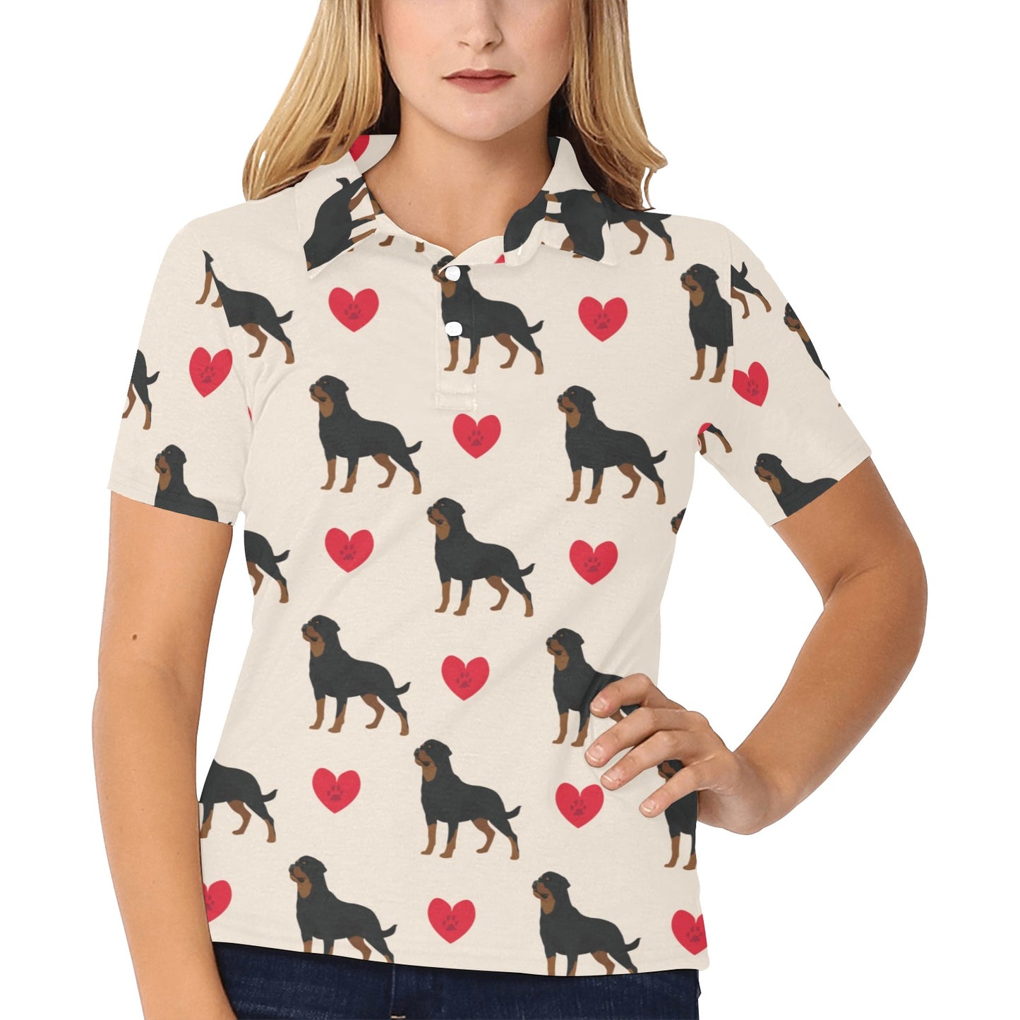 Rottweiler Pattern Print Design A02 Women's Polo Shirt