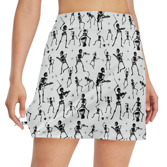 Skeleton Music Player Print Design LKS303 17" Golf & Pickleball Skort with Pockets