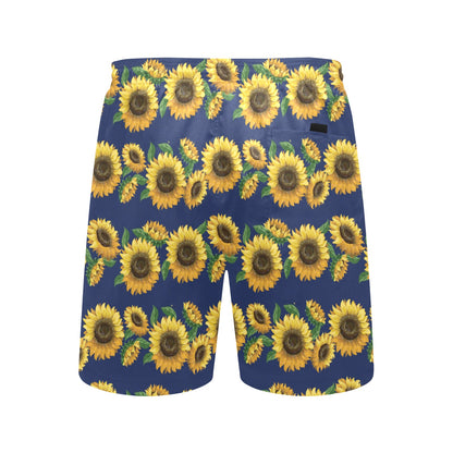 Sunflower Print Design LKS307 Men's Swim Trunks Beach Shorts