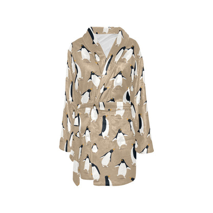Penguin Pattern Print Design A01 Women's Fleece Robe